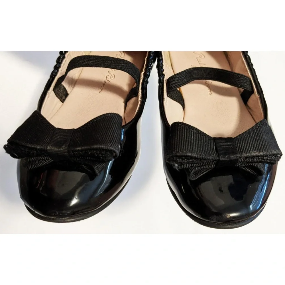 EUC Ruby & Bloom Baby Girls 10.5 M Black Patent Leather Bow Flats Shoes